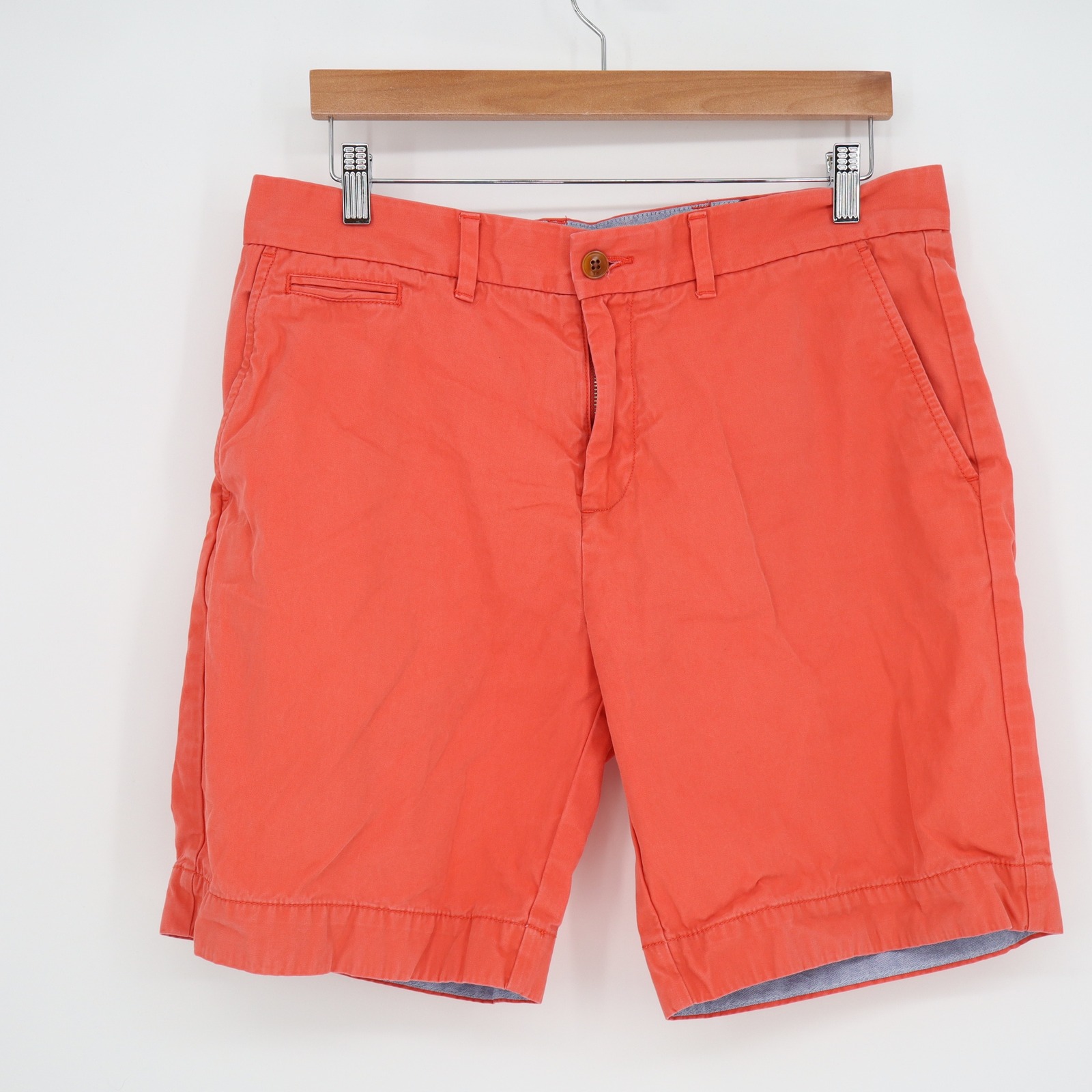 Tommy Hilfiger Mens Custom Fit Chino Shorts Coral Orange Cotton Size 34
